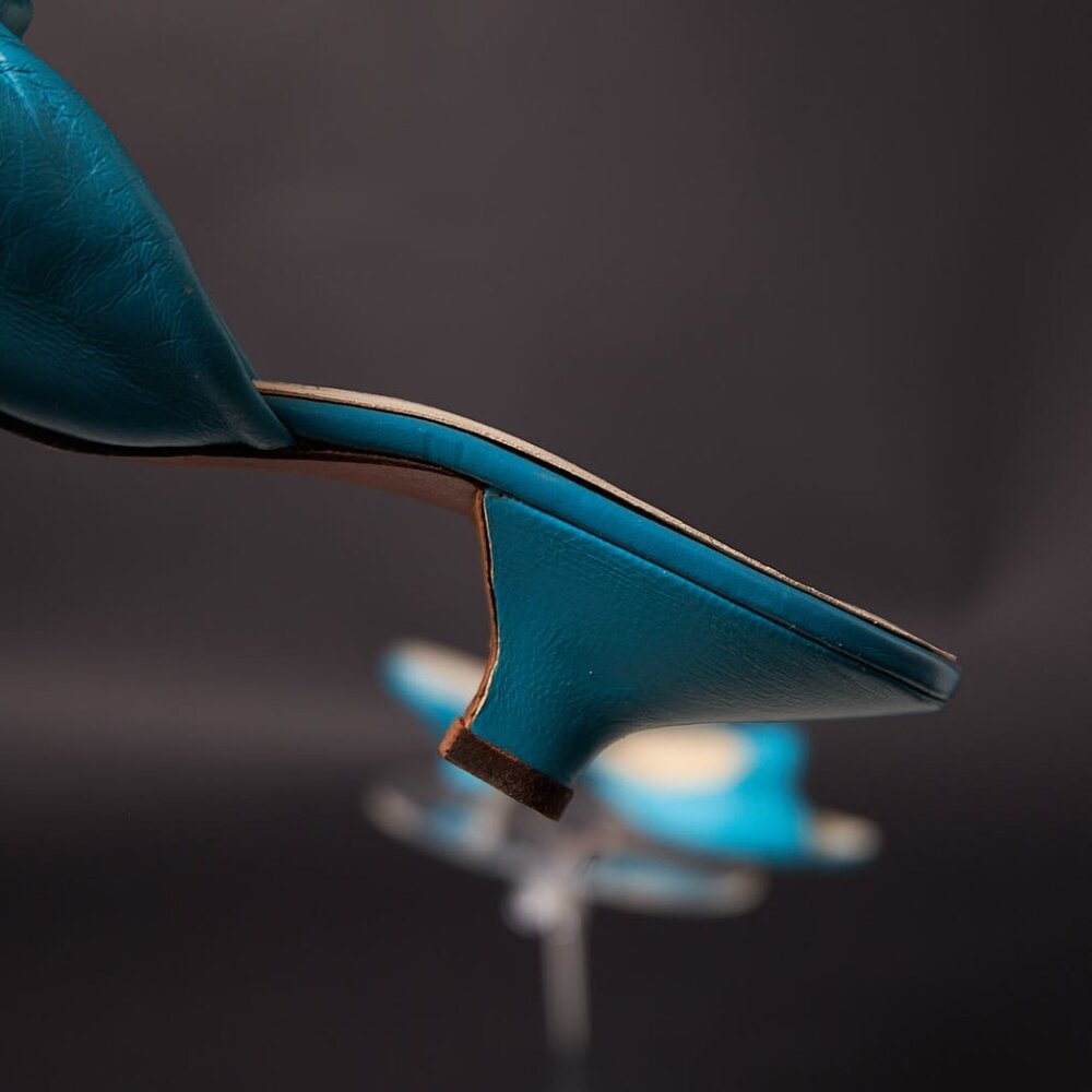 1950s Kitten Heel Aqua Slides Heels